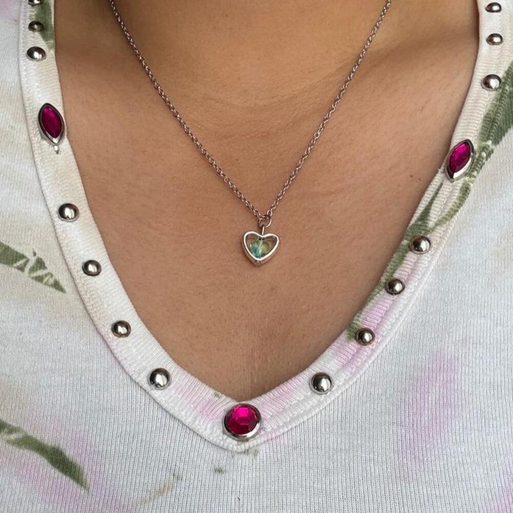 Silver heart pendant necklace with